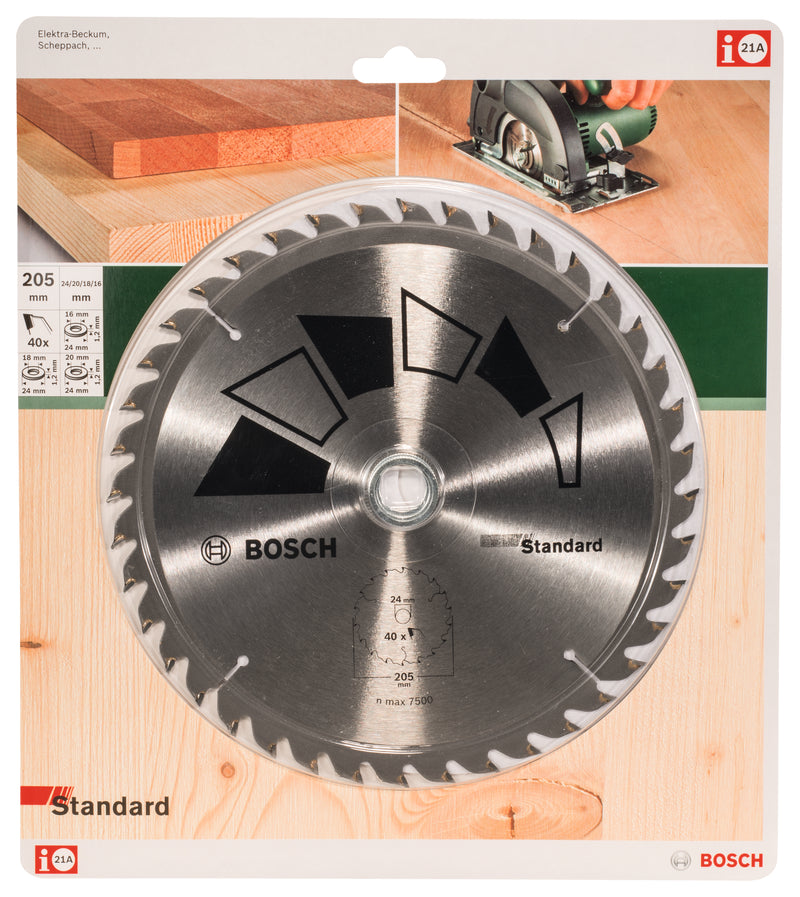 Bosch Circular Saw Blade STANDARDD= 205 mm; hole= 24/20 mm; of= 40