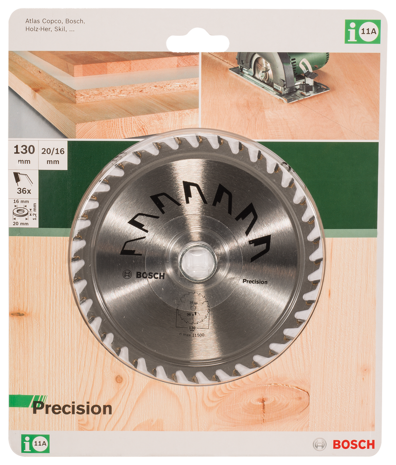 Lâmina de serra circular Bosch PRECISIOND= 130 mm; furo= 20 mm; de= 34