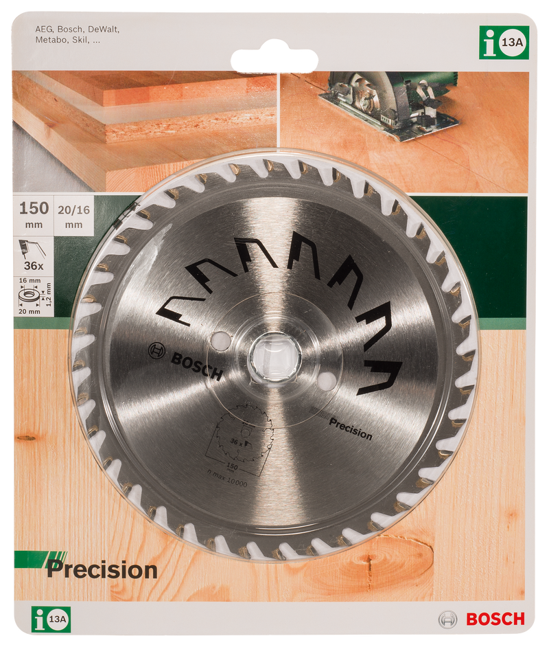 Bosch Accessories Circular Saw Blade (Precision circular saw blade = 150 mm; bore = 20 mm; diameter = 36 mm)