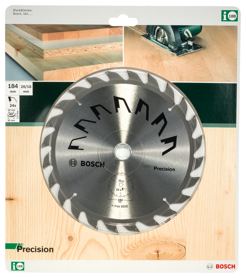 Lâmina de serra circular Bosch PRECISIOND= 184 mm; furo= 16 mm; de= 24