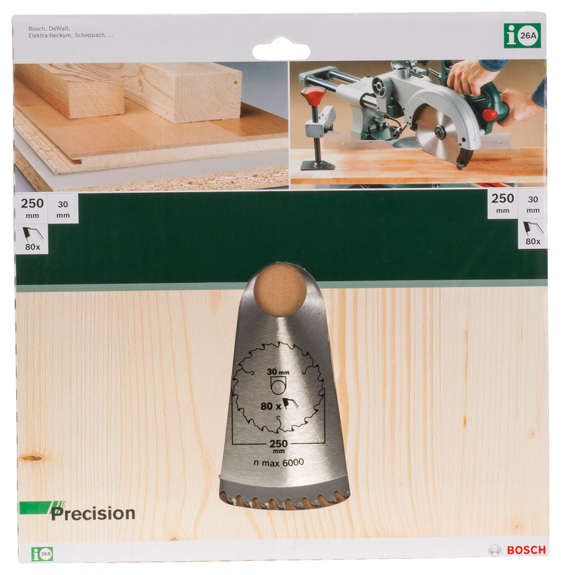 Bosch Circular Saw Blade PRECISIOND= 250 mm; hole= 30 mm; of= 80