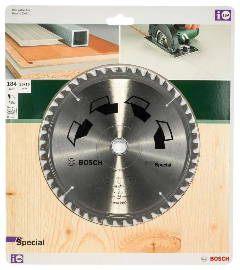 Lâmina de serra circular Bosch SPECIALD= 184 mm; Furo= 16 mm; de= 48