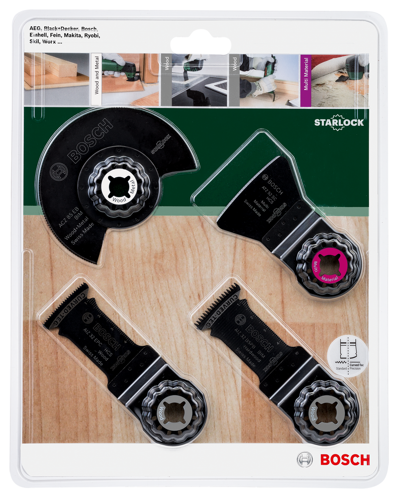 Conjunto de 4 peças Bosch para trabalhos de montagem no solo StarlockACZ 85 EB (1x); AIZ 32 BSPB (1x); AIZ 32 EPC (1x); ATZ 52 SC (1x)