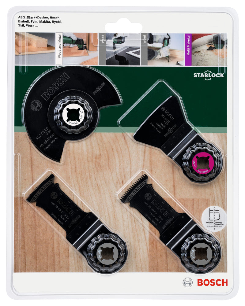 Conjunto de 4 peças Bosch para trabalhos de montagem no solo StarlockACZ 85 EB (1x); AIZ 32 BSPB (1x); AIZ 32 EPC (1x); ATZ 52 SC (1x)