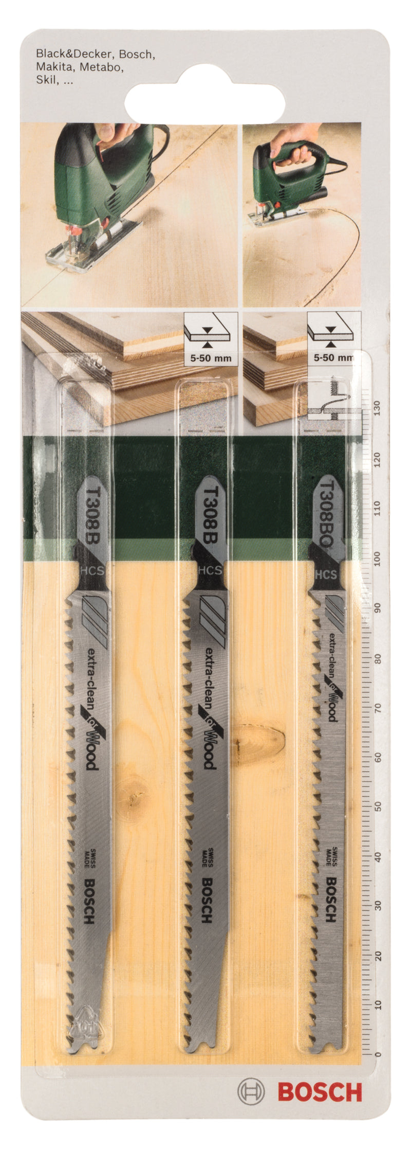 Bosch Set of 3 jigsaw blades with single-lug shankT 308 B (2x); T 308 BO