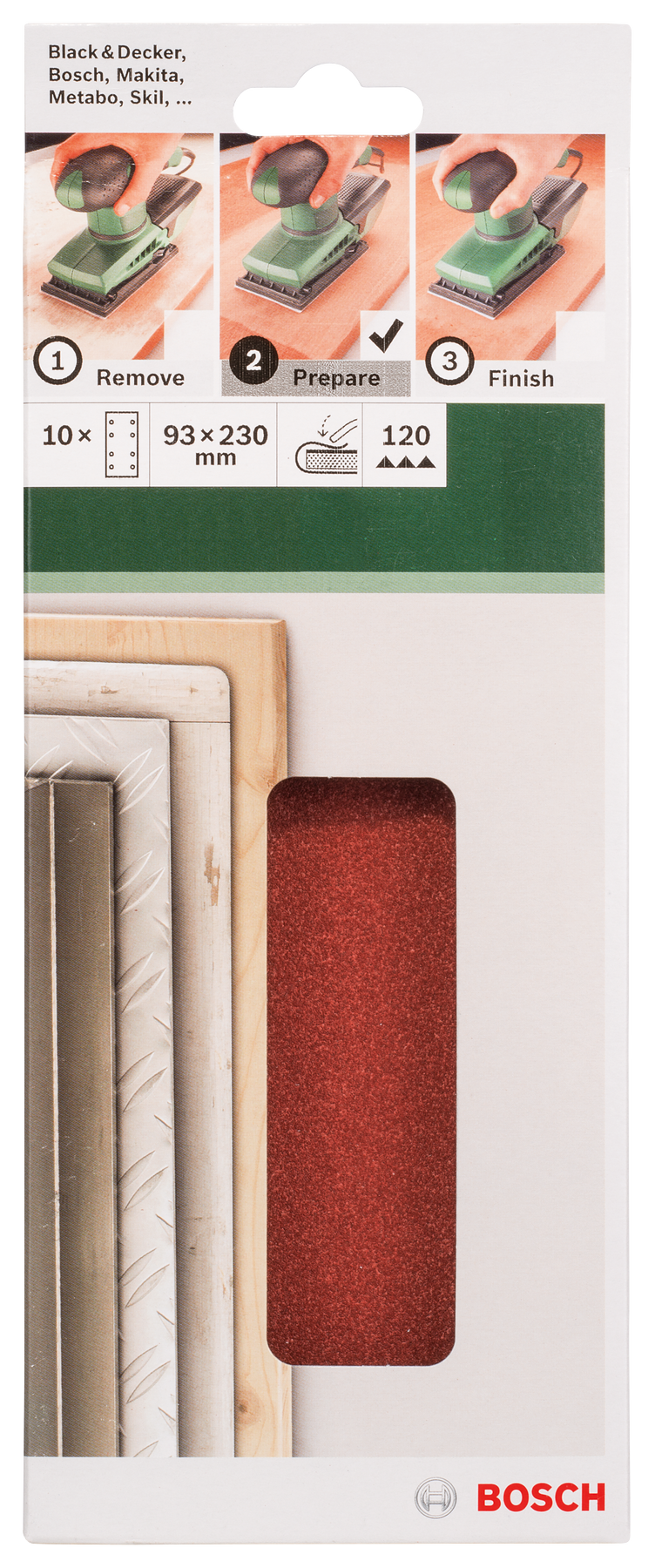 Bosch Set of 10 sandpaper sheets for orbital sander G= 120