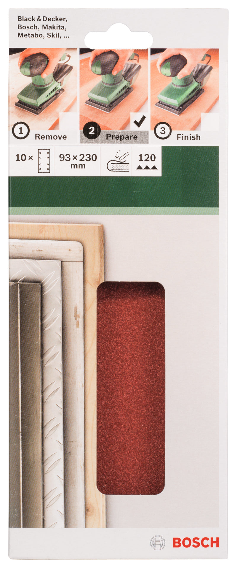 Bosch Set of 10 sandpaper sheets for orbital sander G= 120