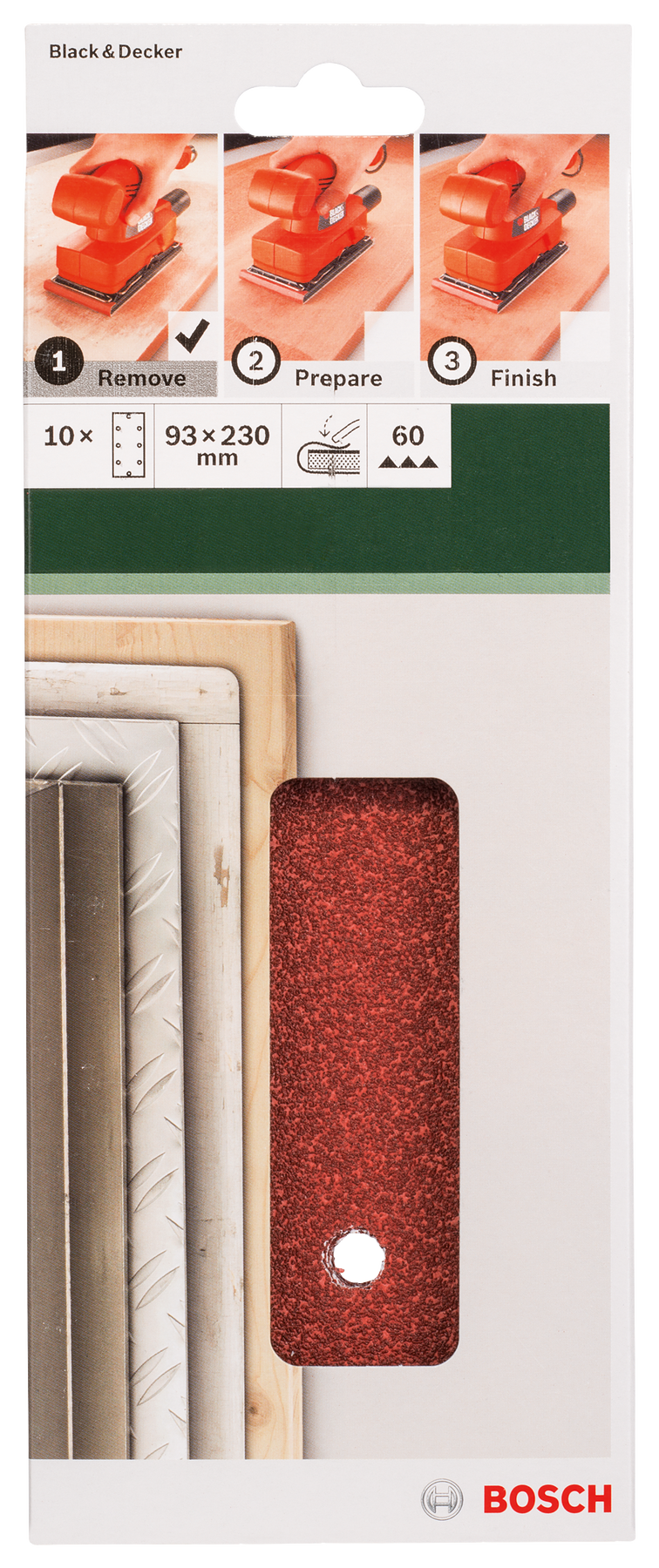 Bosch Juego de 10 hojas de lija para lijadora orbital G= 60