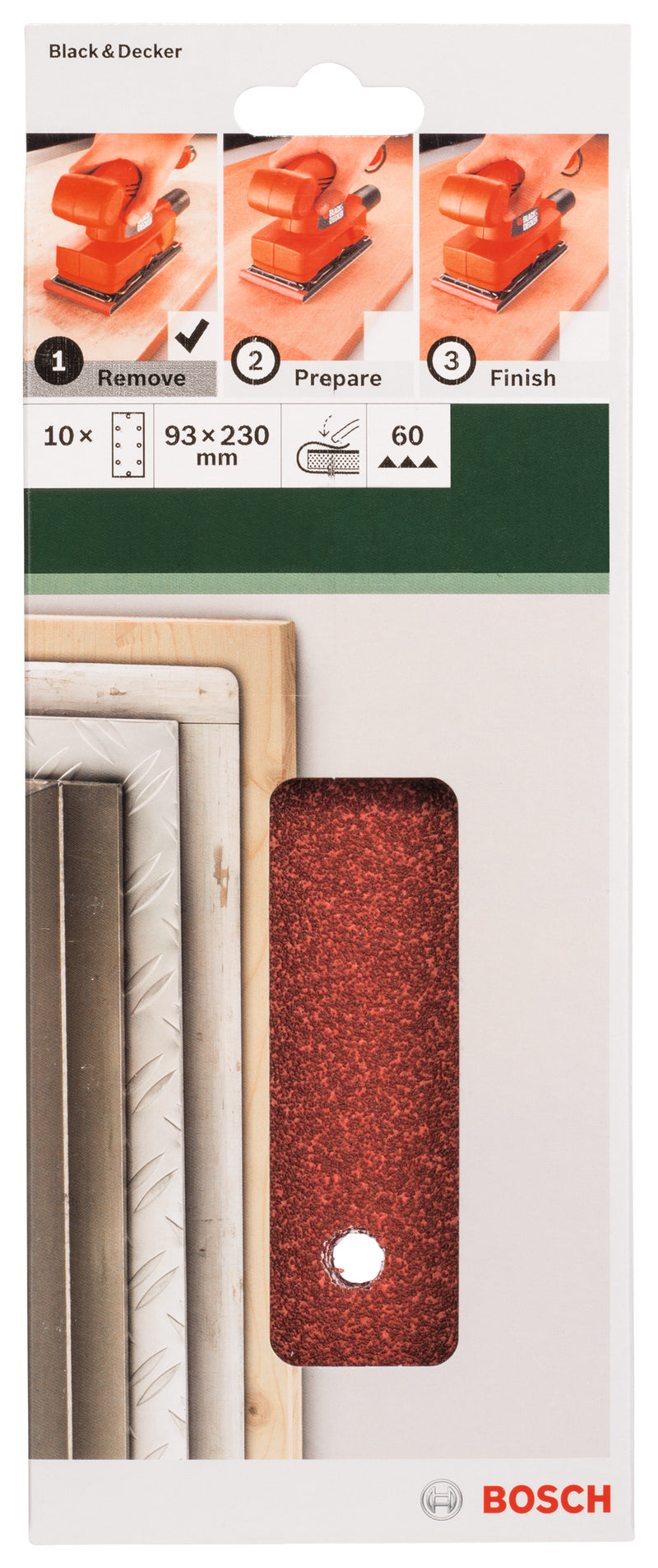 Bosch Juego de 10 hojas de lija para lijadora orbital G= 60