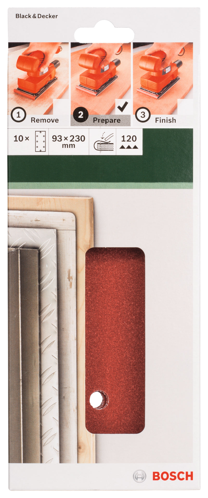 Bosch Set of 10 sandpaper sheets for orbital sander G= 120