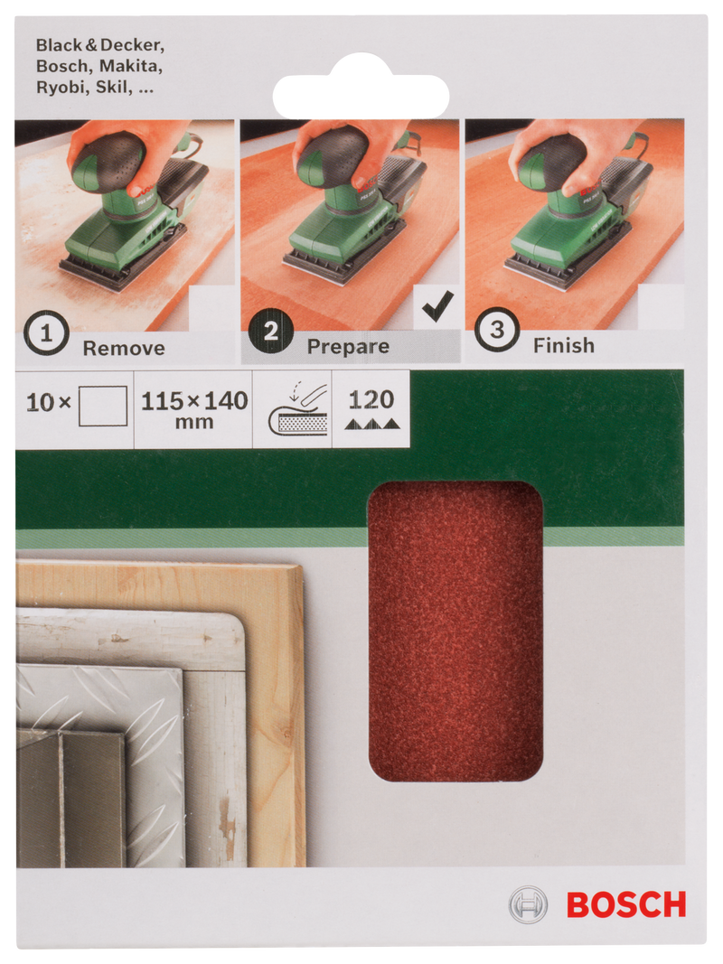 Bosch Set of 10 sandpaper sheets for orbital sander G= 120