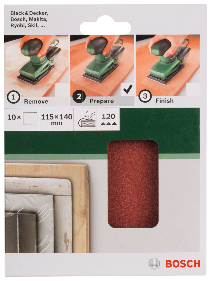 Bosch Set of 10 sandpaper sheets for orbital sander G= 120