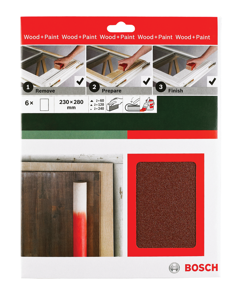 Conjunto de lixa para madeira e tinta Bosch DIY 230x280