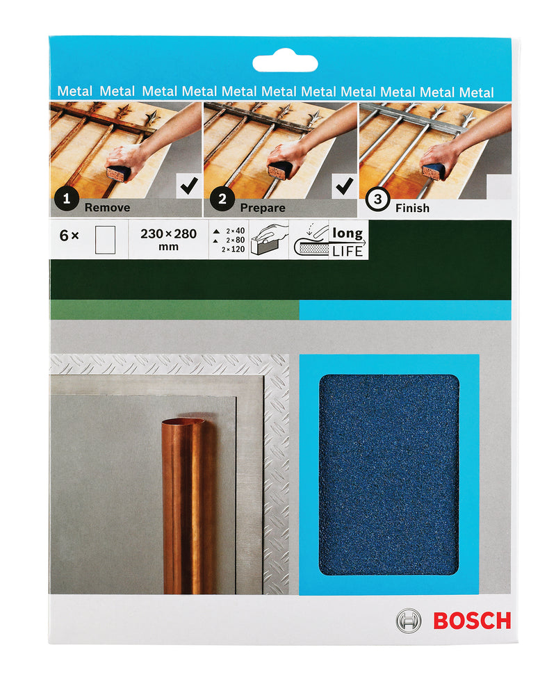 Lixadora manual Bosch para metal, 230 x 280 mm, P40/80/120