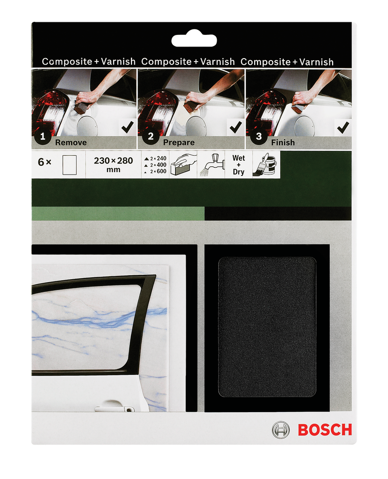Conjunto de lixas e vernizes Bosch DIY 230x280