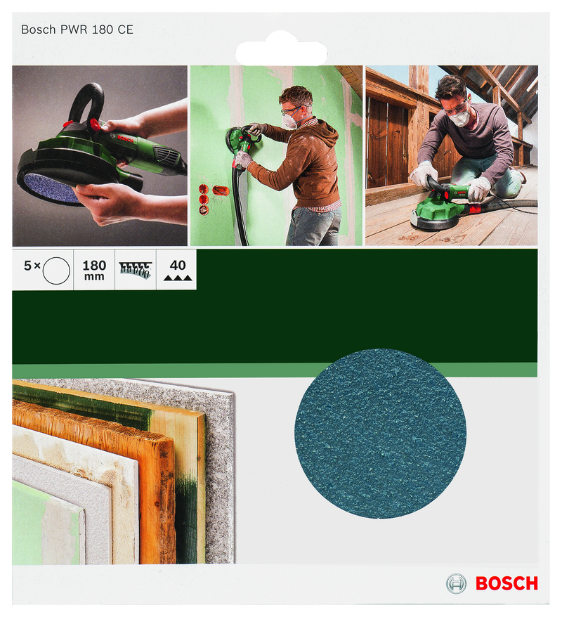 Folhas de lixa Bosch, PWR 180 mm G40