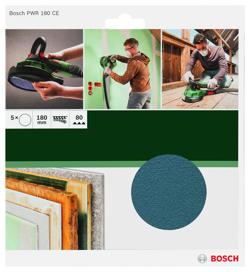 Folhas de lixa Bosch PWR 180 mm G80