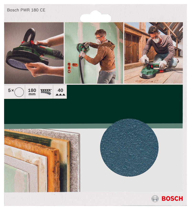 Folhas de lixa Bosch, PWR 180 mm G40