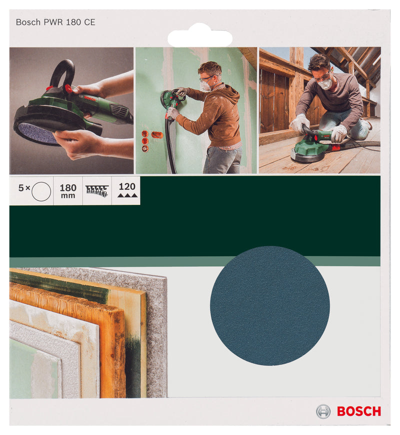 Folhas de lixa Bosch PWR 180 mm G120