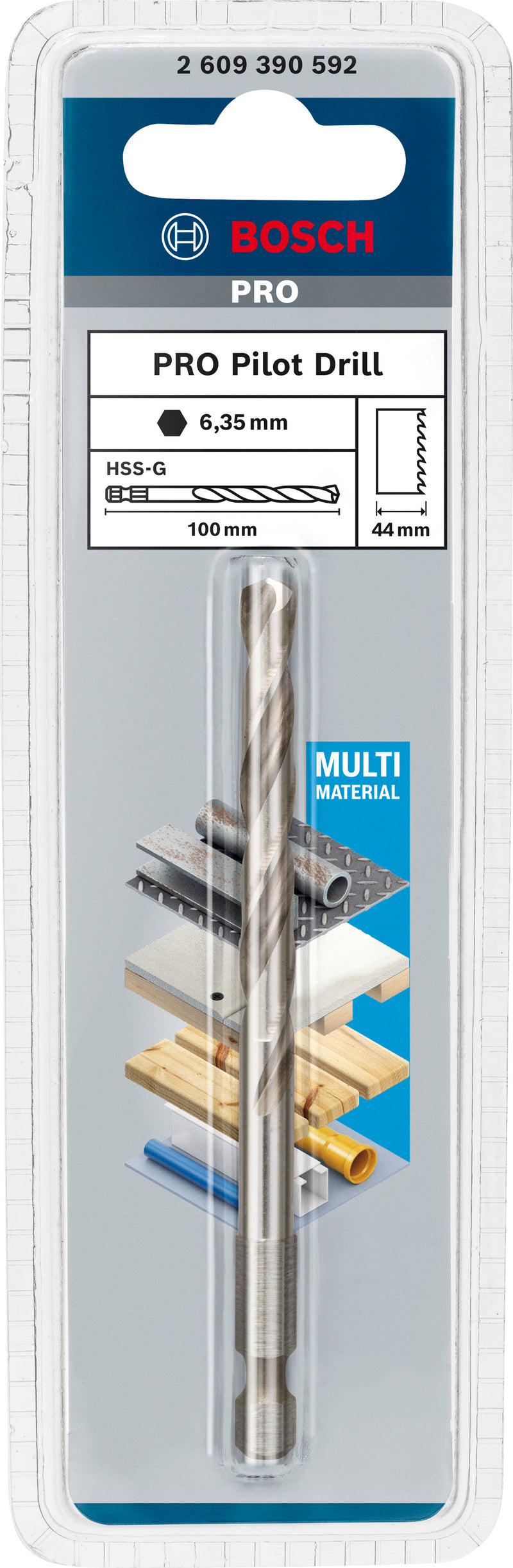 Bosch Pilot drill bit HSS-G, L100mm for 60mmHS