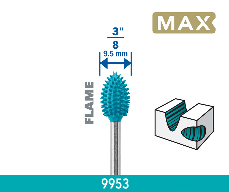 Talhar/Gravar Dremel (Ponta de esculpir em forma de chama Power Carving DREMEL® MAX (9953) )