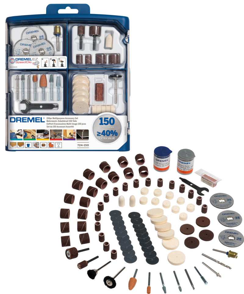 Conjuntos de acessórios Dremel (Conjunto de acessórios multifunções DREMEL® com 150 peças (724) )