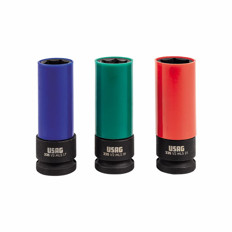 USAG (270 C/S3) Conjunto de 3 chaves de caixa de impacto para jantes de liga leve com proteção em Teflon