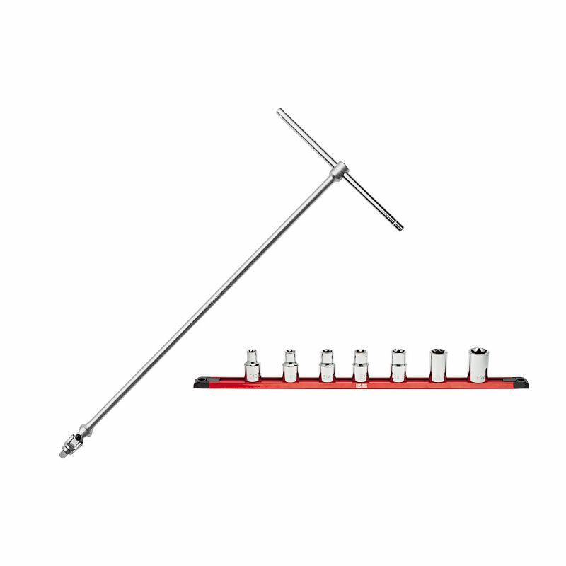 Chave USAG (273 1/2 Q NTX/S7) com cabo em T e encaixe quadrado articulado e 7 tomadas fêmea Torx®