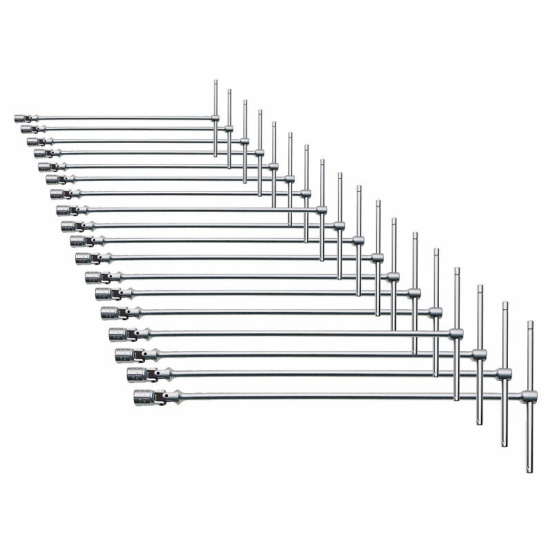 USAG (276 CE/SE18) Conjunto de 18 chaves de bocas com cabo em T e encaixe hexagonal articulado