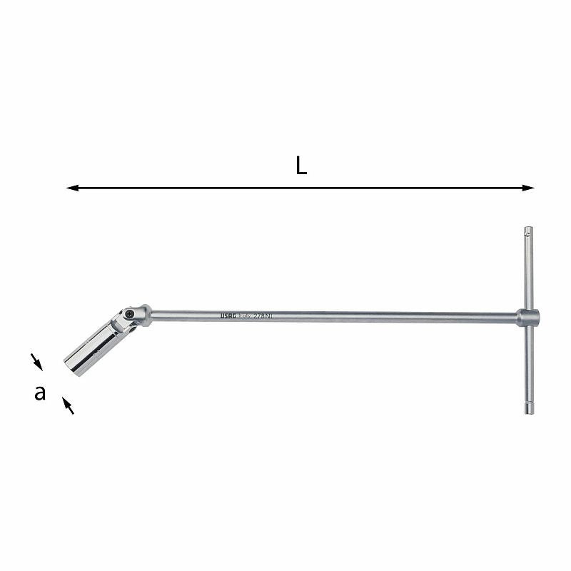 USAG (278 NL) Chaves de velas com cabo em T longo e tomada articulada