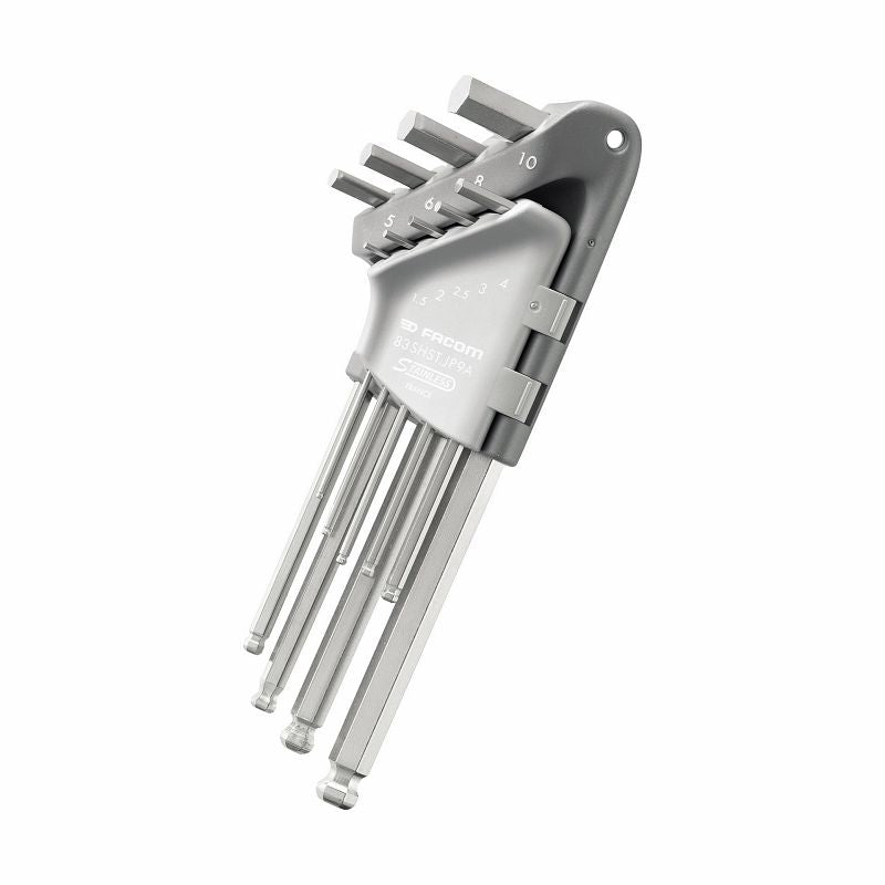 USAG (280 LTSI/S9) Set Of 9 Long Angled Hexagon Keys With Spherical Head In Stainless Steel