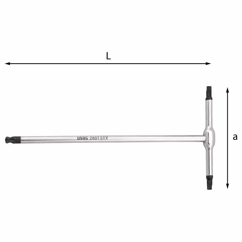 Chaves USAG (280 TSTX) com cabo em T e cabeça esférica para parafusos Torx®
