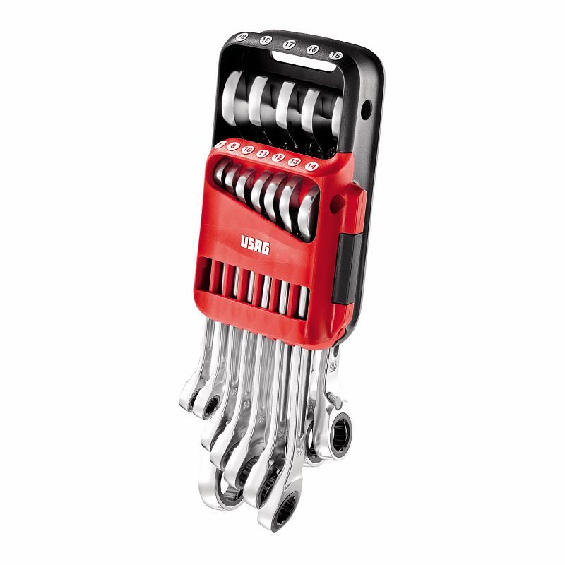 USAG (285 KA/DS12) Conjunto de 12 chaves combinadas de roquete reversíveis com anel de bloqueio