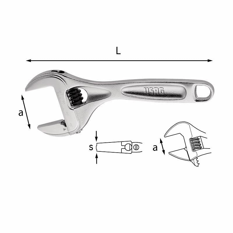 USAG (294 AC) Short Adjustable Wrench