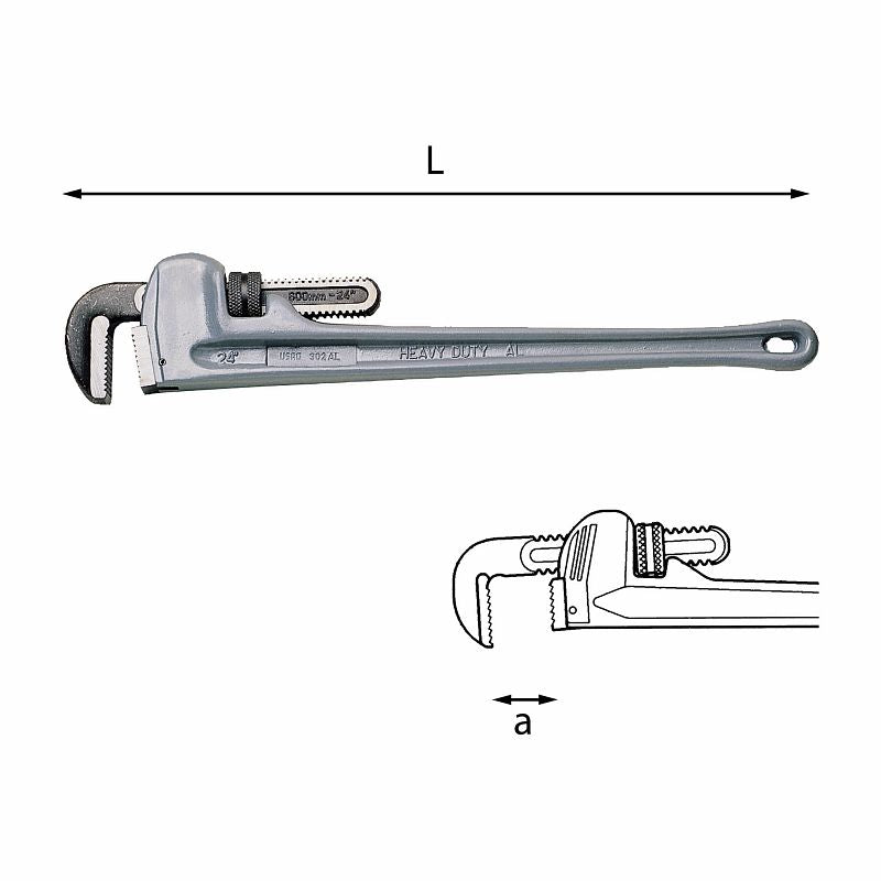 Llaves para tubos modelo americano USAG (302 ALN) con cuerpo de aluminio