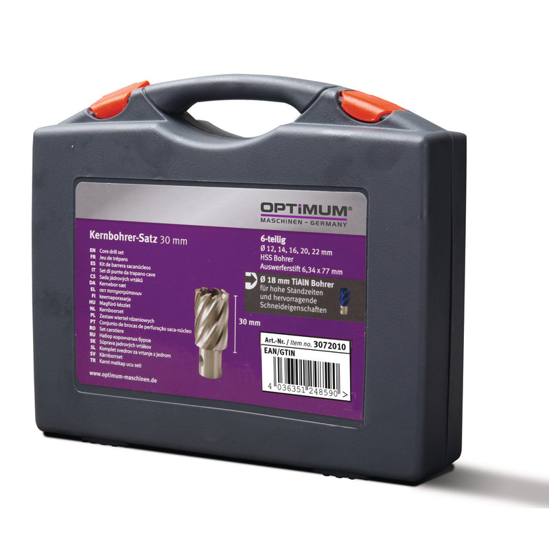 Conjunto de brocas de núcleo Optimum (3072010) HSS TiAlN 30