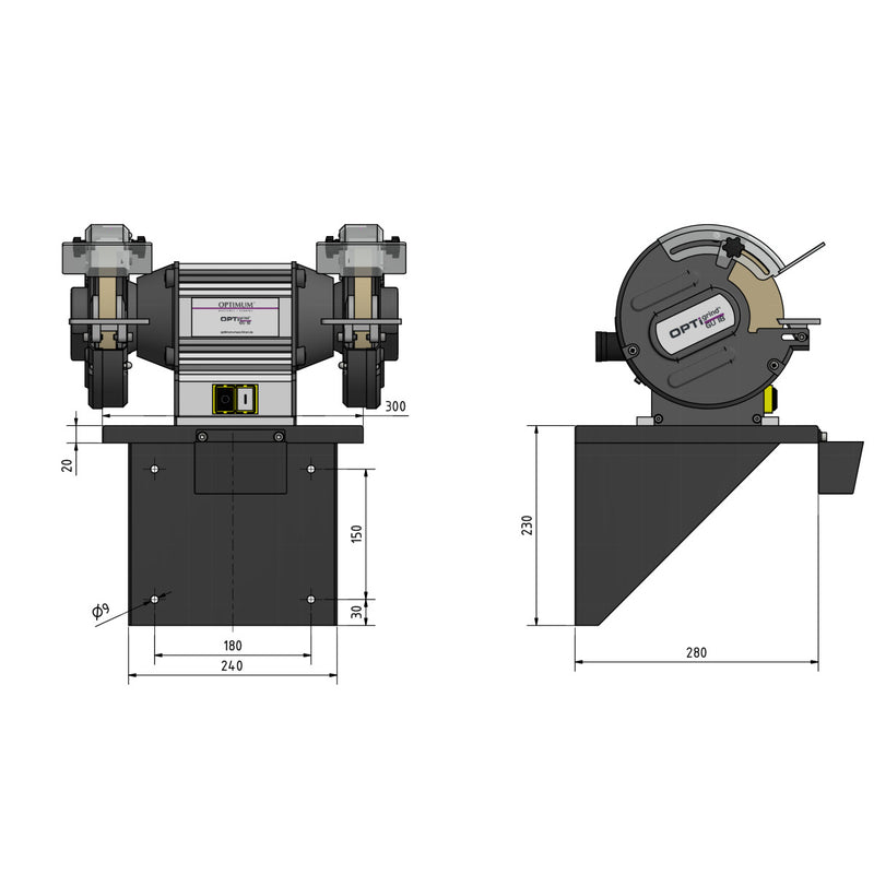 Suporte de parede Metallkraft (para esmerilhadeira dupla DS 175 – 250)