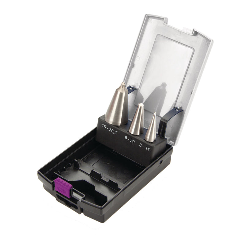 Conjunto de brocas cónicas para chapa metálica Optimum (3201055) em aço rápido (HSS), 3 peças, 3 - 30,5 mm