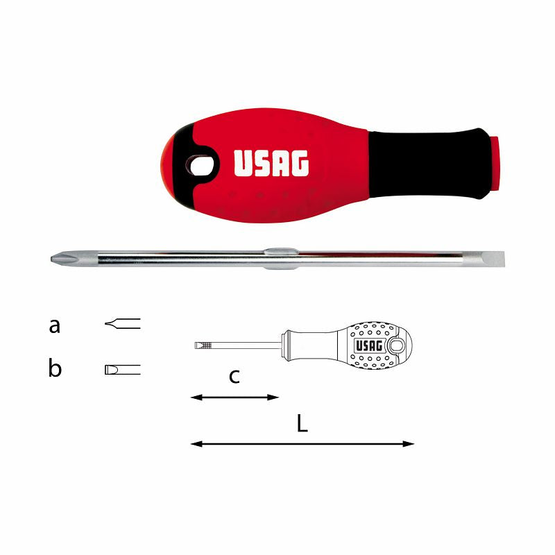 Destornillador reversible USAG (322 R) para tornillos de cabeza ranurada y Phillips®