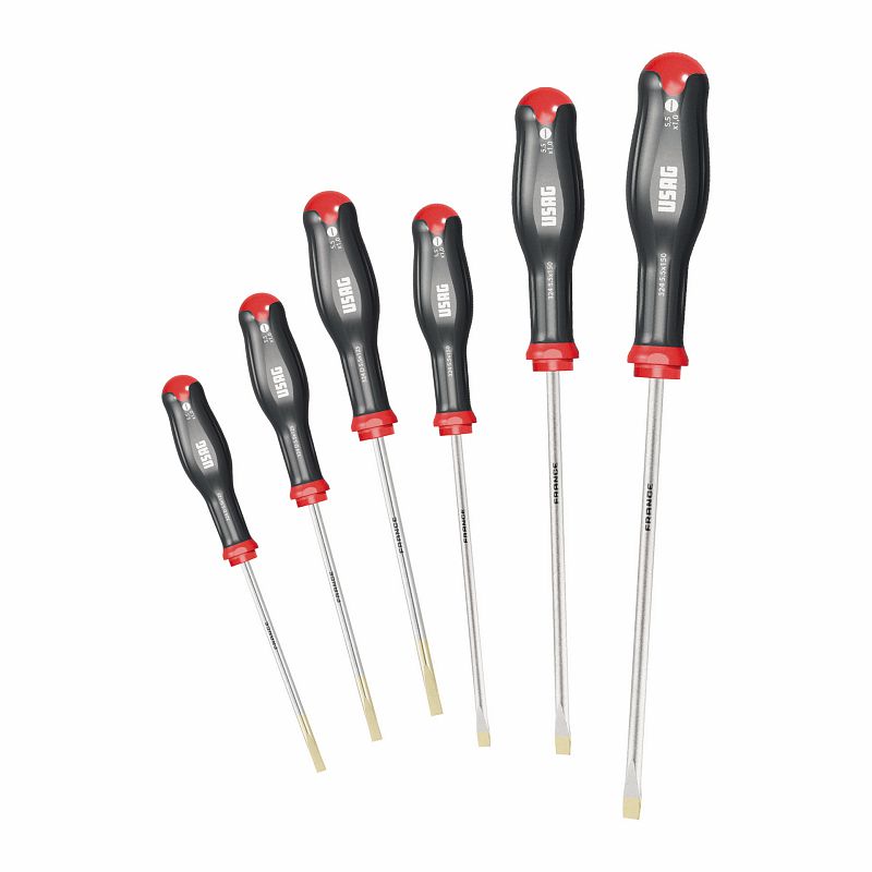 USAG (324 SE6) Juego de 6 destornilladores para tornillos de cabeza ranurada