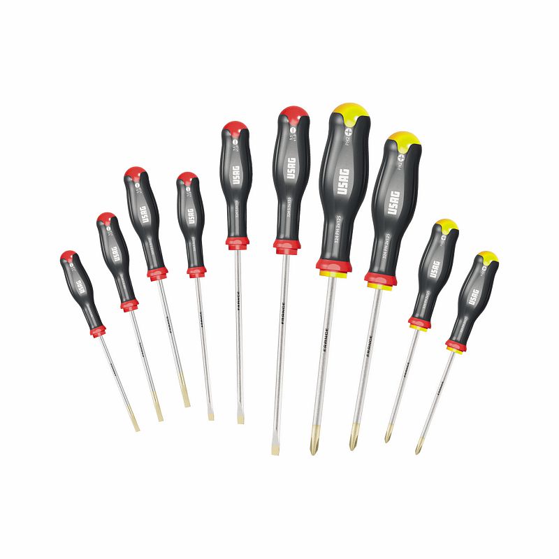 USAG (324 SH10) Set Of 10 Screwdrivers For Slot-Head And Phillips® Screws