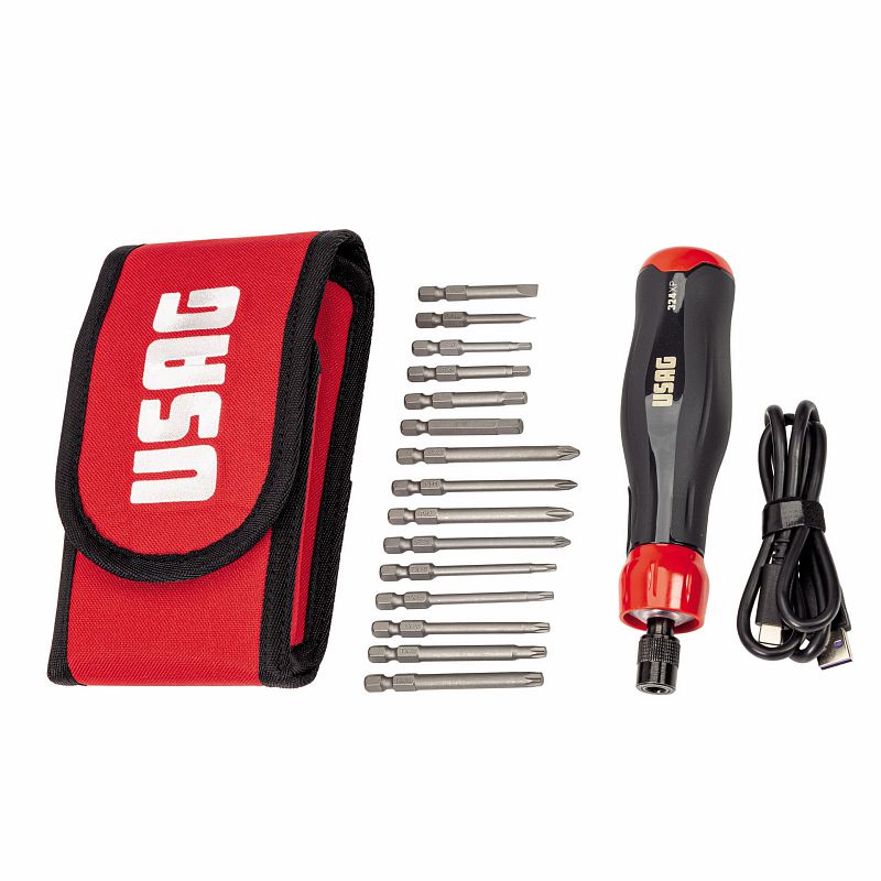 Bolsa USAG (324 XP/B16) con destornillador eléctrico y puntas (16 piezas)