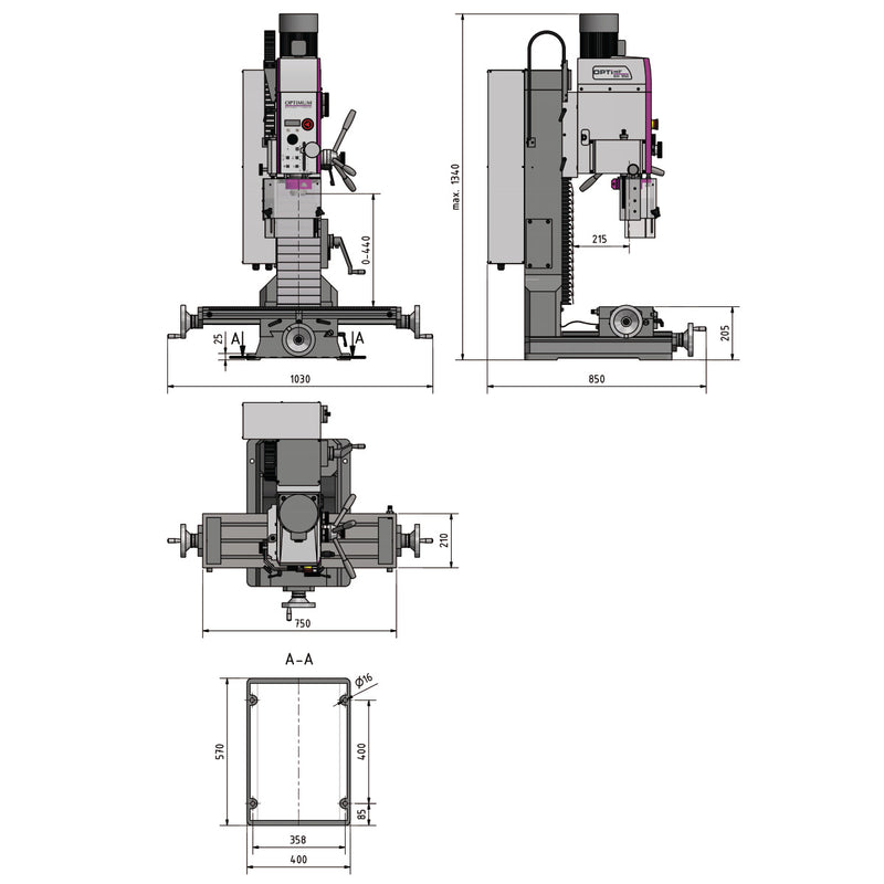 Optimum (3338165) Taladradora-fresadora OPTImill MH 35G