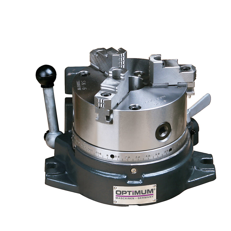 Mesa rotativa indexadora horizontal-vertical Optimum (3356365) com placa de 3 garras RTE 165