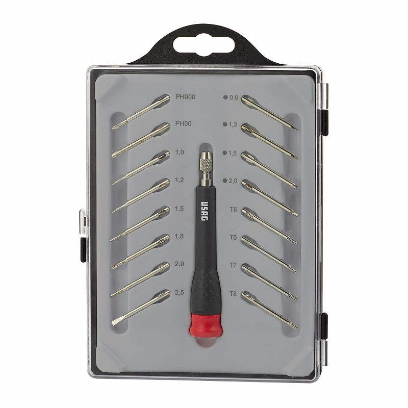 Chave de fendas de precisão USAG (341 SH17) com 16 lâminas intercambiáveis