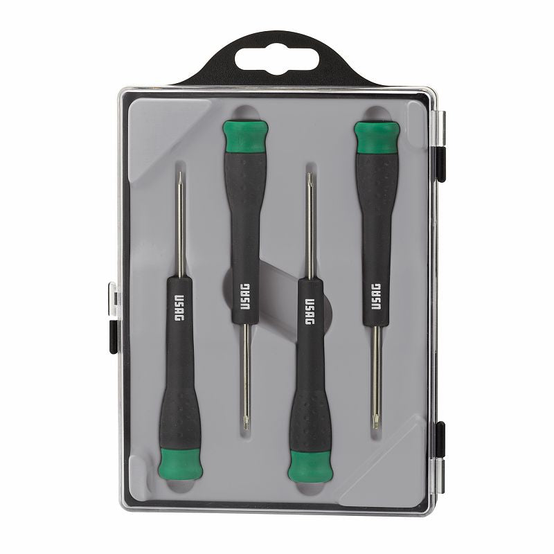 USAG (341 SH4TX) Conjunto de 4 chaves de fendas de precisão para parafusos Torx®