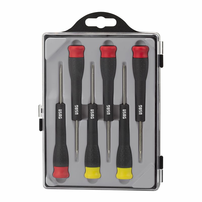 USAG (341 SH6) Juego de 6 destornilladores de precisión para tornillos de cabeza ranurada y Phillips®