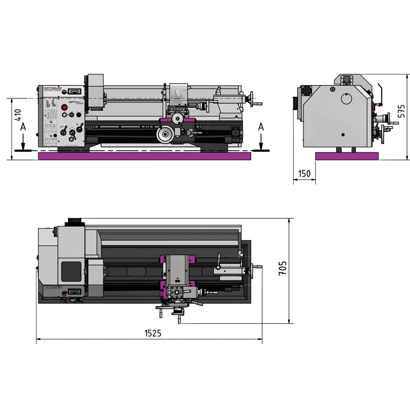 Torno mecânico Optimum (3427205) OPTIturn TU 3008V