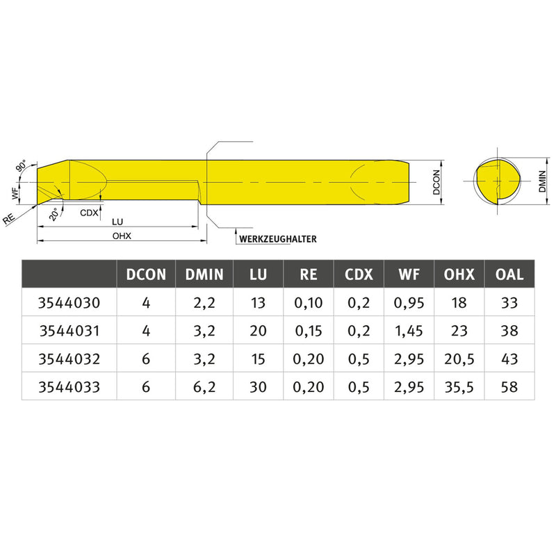 Optimum (3544030) Internal boring steel 90° right NCBF4R-22.13-010-YG812