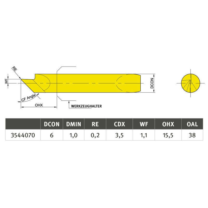 Optimum (3544110) Turning steel For chamfering 45° right NCCH6R-10.03-45-YG812